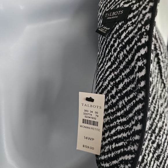 Talbits Petites Black & White Tweed Look Shift Dress Plus 14WP Short Sleeve New - Picture 12 of 15